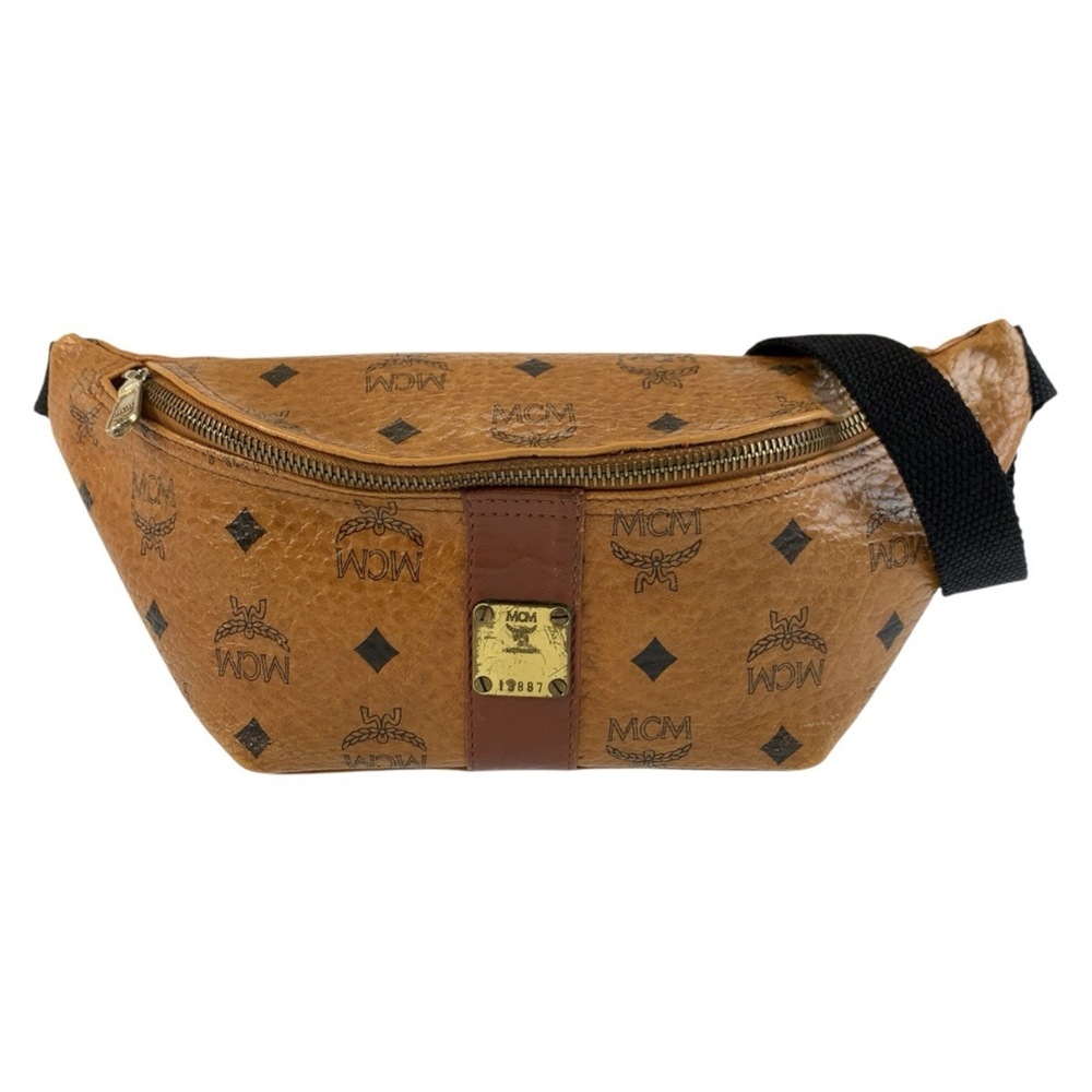 MCM Visetos Brown Gold Hardware Body Bag Waist Pouch Bum for Women